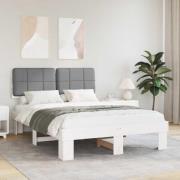 vidaXL Sängram med Klädd Huvudgavel Ljusgrå 120 x 190 cm Massiv furu