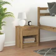 vidaXL Sängbord med låda artisan ek 39x28x41 cm