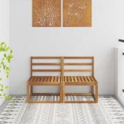 vidaXL 2 Stycke Utomhus Mellansoffa Massivt Akaciaträ Naturfärg