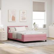 vidaXL LED Box Säng med madrass med led Rosa 160 x 200 cm Sammet