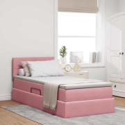 vidaXL Förvaringssäng med madrass med lagring Rosa 90 x 200 cm Sammet