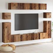 vidaXL TV Enheter Väggmonterad 4 pcs Gammalt trä Konstruerat trä