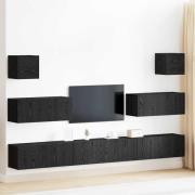 vidaXL TV-bänkset Väggmonterad Svart Ek Konstruerat trä