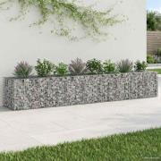 vidaXL Gabion upphöjd säng 2 pcs Silver 340 x 60 x 55 cm