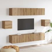 vidaXL TV-bänkset Väggmonterad 6 pcs Artisan Ek Konstruerat trä