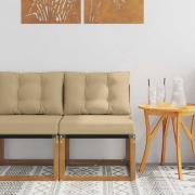 vidaXL Utomhus Mellansoffa Massivt akaciaträ och Textilene-tyg