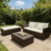 vidaXL Loungegrupp med dynor 2 delar konstrotting brun