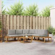 vidaXL Utomhussoffset med kudde 7 Stycke Naturlig och Ljus Grå