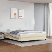 vidaXL Ramsäng med madrass gräddvit 180x200 cm konstläder