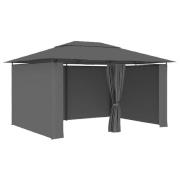 vidaXL Paviljong med draperier 4x3 m antracit