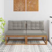 vidaXL Utomhus Mellansoffa med kudde 2 Stycke Naturfärg