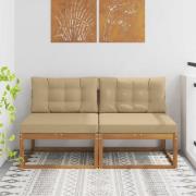 vidaXL Utomhus Mellansoffa 2 Stycke Naturfärg Massivt Akaciaträ