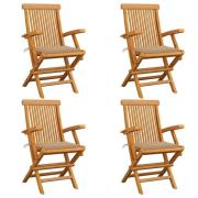 vidaXL Trädgårdsstolar med beige dynor 4 st massiv teak