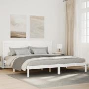 vidaXL Sängram utan madrass extra lång vit 180x210 cm massivt trä