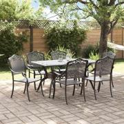 vidaXL Trädgårdsmöbelset 7 pcs Svart Aluminium