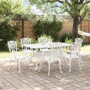 vidaXL Trädgårdsmöbelset 7 pcs Vit Aluminium