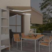 vidaXL Automatiserad markis vindsensor rullgardin LED 3x2,5m gräddvit