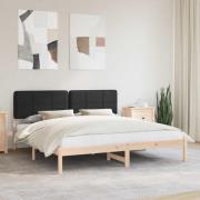 vidaXL Sängram med Klädd Huvudgavel Svart 200 x 200 cm Massiv furu