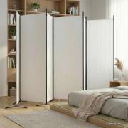 vidaXL Rumsavdelare 6 paneler vit 520x180 cm tyg