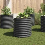 vidaXL Odlingslåda upphöjd galvaniserat stål 80x80x81 cm grå