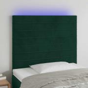 vidaXL Sänggavel LED mörkgrön 80x5x118/128 cm sammet