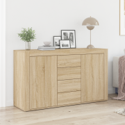 vidaXL Sideboard med låda Sonoma-ek 120 x 36 x 69 cm Konstruerat trä