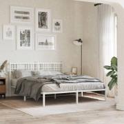 vidaXL Sängram med huvudgavel metall vit 150x200 cm