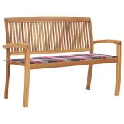 vidaXL Stapelbar trädgårdsbänk med dyna 128,5 cm massiv teak