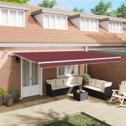 vidaXL Markis automatiskt infällbar med LED vinröd 500x300 cm