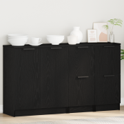 vidaXL Sideboard 3 pcs Svart Ek Konstruerat trä