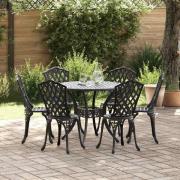 vidaXL Trädgårdsmöbelset 7 pcs Svart Aluminium