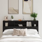 vidaXL Sänggavelsskåp Svart Ek 180 x 19 x 103,5 cm Konstruerat trä