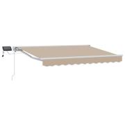 vidaXL Manuell markisram med LED-lampor Beige och vit 3,5 x 2,5 m