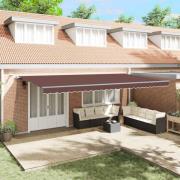 vidaXL Markis automatiskt infällbar med LEDs 600x300 cm brun