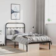 vidaXL Sängram med huvudgavel metall svart 100x200 cm