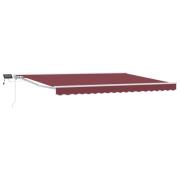 vidaXL Manuell markisram med LED-lampor Vinröd 4,5 × 3,5 m