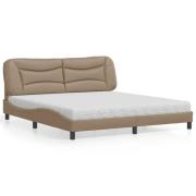 vidaXL Bed with Mattress "Hvar" Cappuccino 180x200 cm Faux Leather