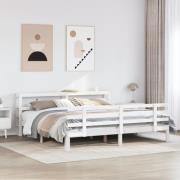 vidaXL Sängram med huvudgavel utan madrass vit 200x200 cm
