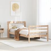vidaXL Sängram med huvudgavel 100x200 cm massiv furu