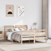 vidaXL Sängram med huvudgavel 160x200 cm massiv furu