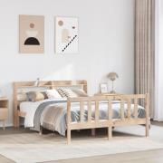 vidaXL Sängram med huvudgavel 120x200 cm massiv furu