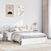 vidaXL Sängram med huvudgavel utan madrass vit 140x190 cm