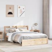 vidaXL Sängram med huvudgavel 160x200 cm massiv furu