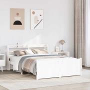 vidaXL Sängram med huvudgavel utan madrass vit 140x200 cm