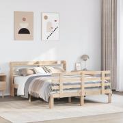 vidaXL Sängram med huvudgavel 120x200 cm massiv furu
