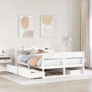vidaXL Sängram utan madrass vit 120x190 cm massiv furu