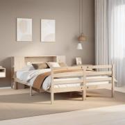 vidaXL Säng med bokhylla utan madrass 135x190cm massiv furu