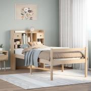 vidaXL Säng med bokhylla utan madrass 90x190cm massiv furu