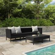 vidaXL Loungegrupp med dynor 6 delar svart konstrotting
