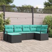 vidaXL Soffset med kudde 6 pcs Svart konstrotting